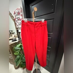 Zara Red Tailored High-Waist Tapered Pants
